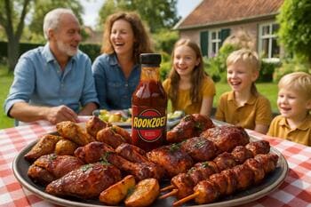 BBQ-plank met kip, saus en sides