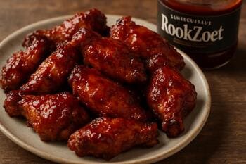 Krokante kipwings gelakt met BBQ-saus RookZoet