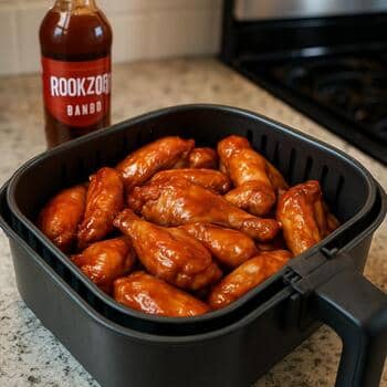 Airfryer-mandje met gelakte kipwings
