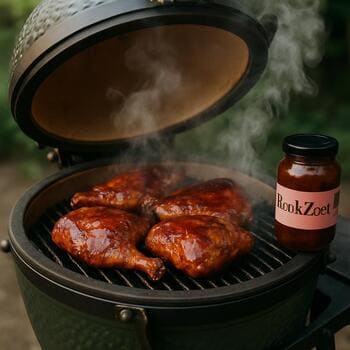 Kamado met gesloten dome en stabiele temperatuur